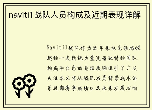 naviti1战队人员构成及近期表现详解
